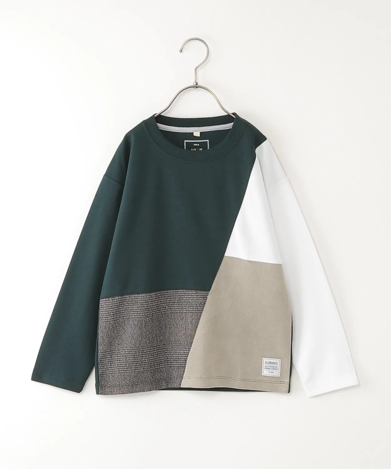 Детский лонгслив с комбинированными материалами, модель Block, ikka, Dark Green