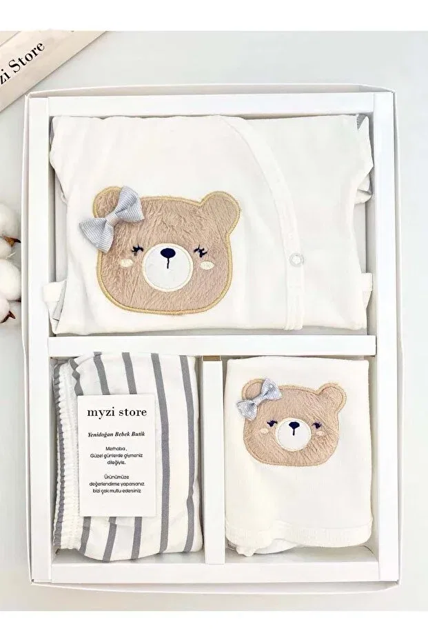 Детский комплект для выписки с мишкой Myzi Store, Gray