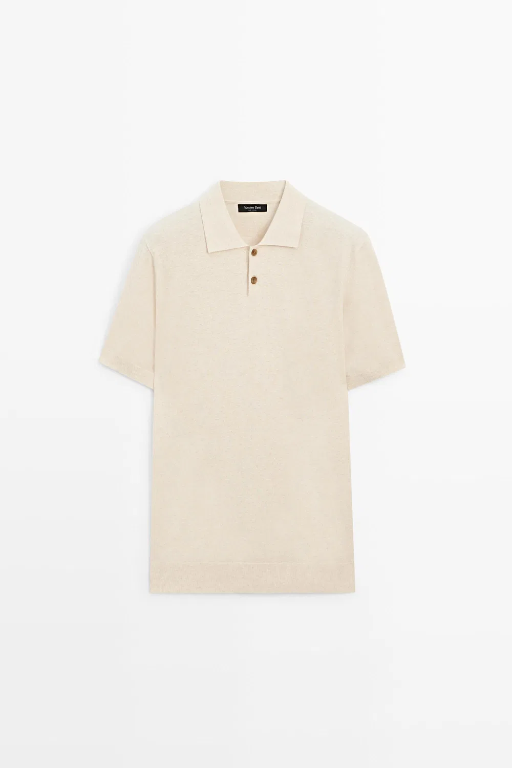 Поло Massimo Dutti Cotton Linen Blend Shirt, бежевый — фото 2