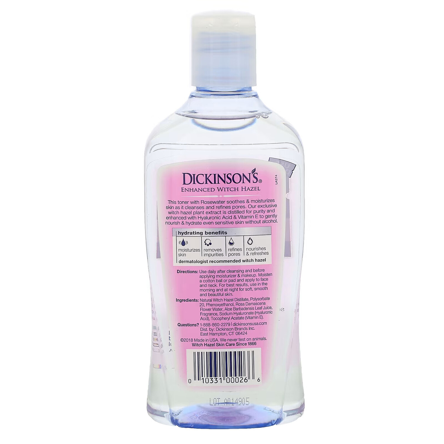 Dickinson Brands, улучшенная формула гамамелиса, увлажняющий тоник с розовой водой, без спирта, 473 мл (16 жидк. унций) — фото 3