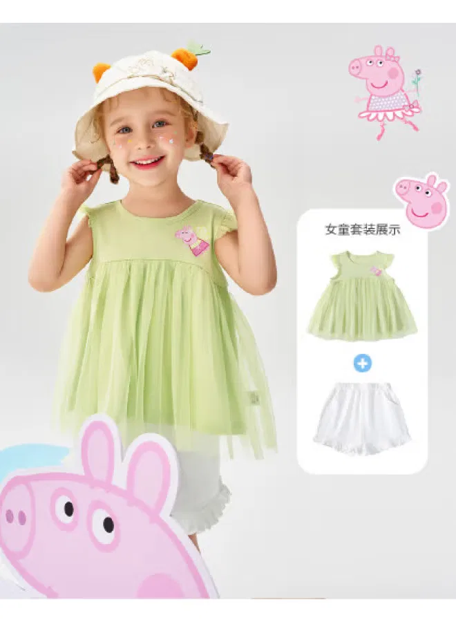 Комплект летний легкий дышащий для девочки Peppa Pig, мятно-зеленый