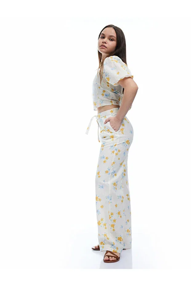 Детские брюки для девочек с принтом Koton, Yellow Patterned