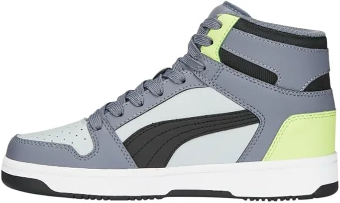 Детские кроссовки Rebound Layup Mid PUMA, Gray Tile/Puma Black/Platinum Gray/Lily Pad — фото 4