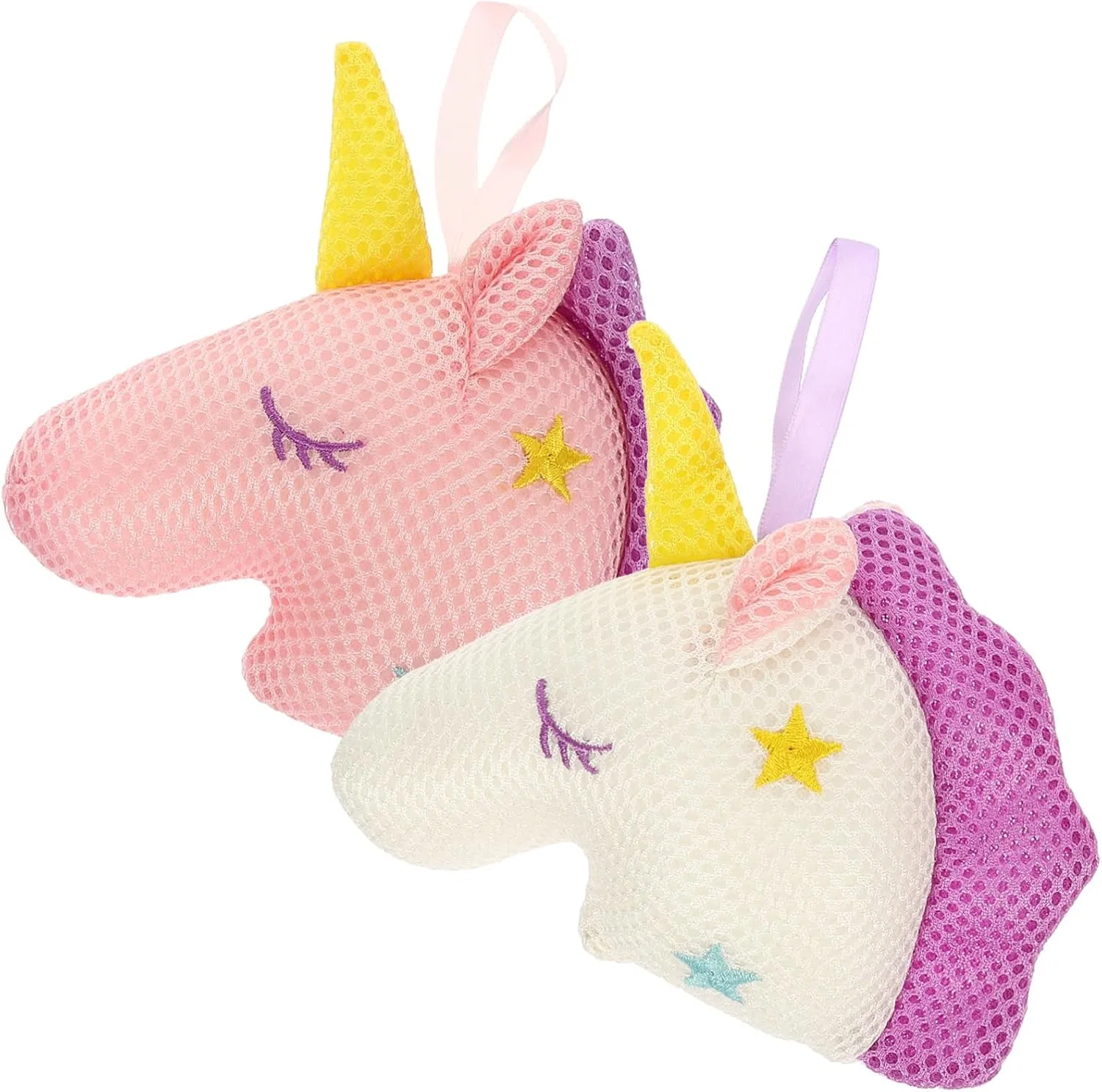 Мочалка для душа Unicorn, Beaupretty, набор 2 шт, 16x10x5 см, Белый/Розовый