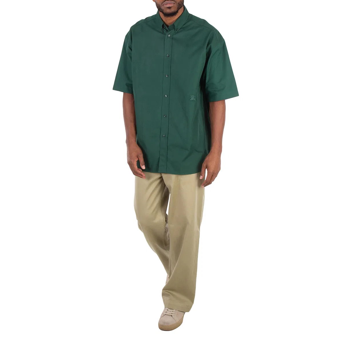Рубашка хлопковая оксфорд с вышивкой Cotton Oxford EKD-Logo Embroidered Shirt Burberry — фото 3