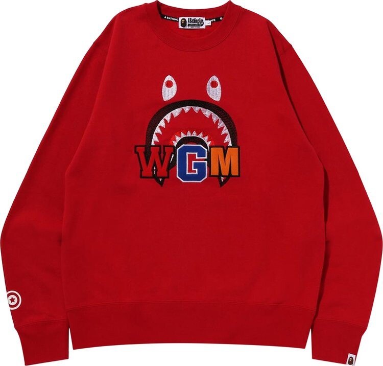 

Толстовка BAPE Shark Embroidery Crewneck 'Red', красный