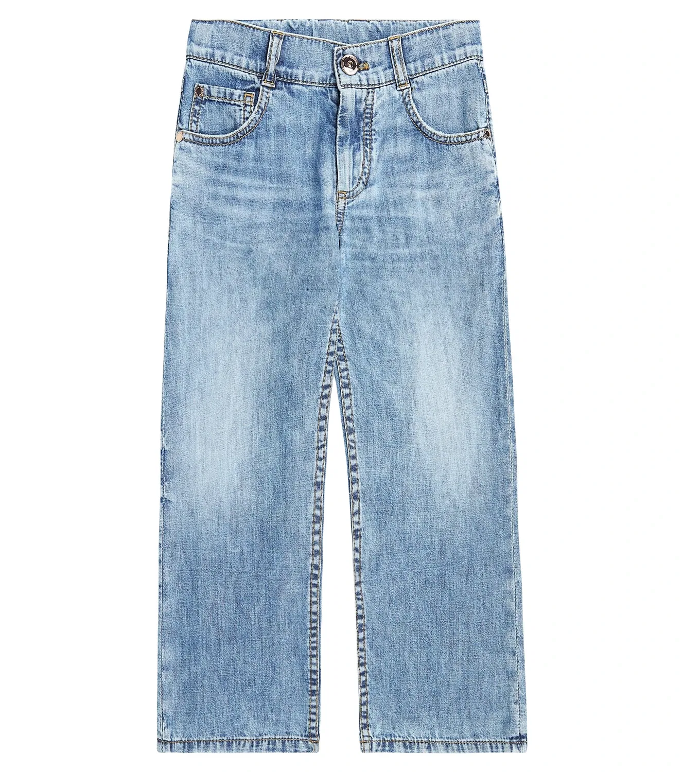 Прямые джинсы Blue Vintage Denim Brunello Cucinelli Kids, синий