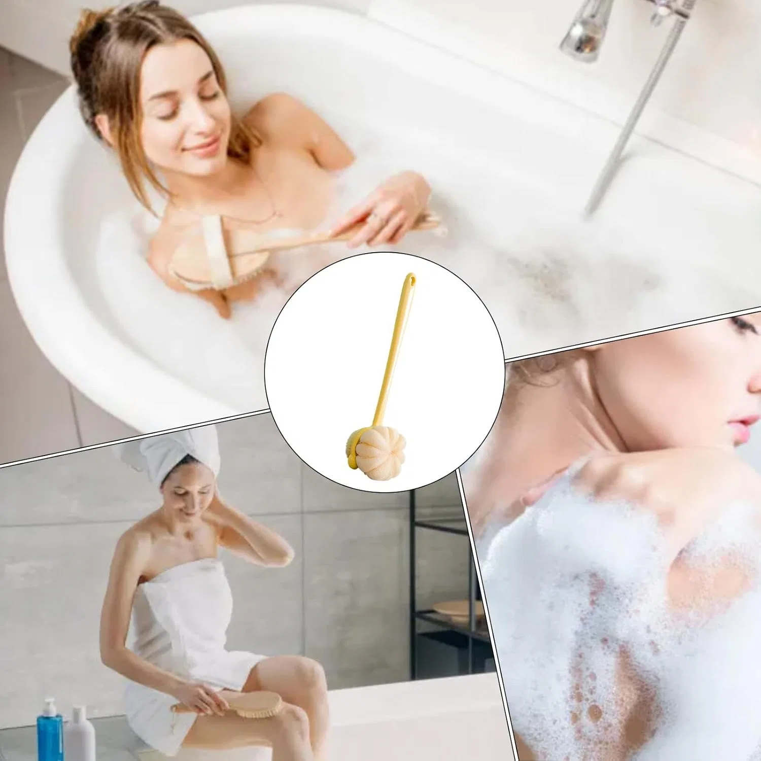 Щетка для спины двойная, с длинной ручкой, Yellow No-brand product — фото 4