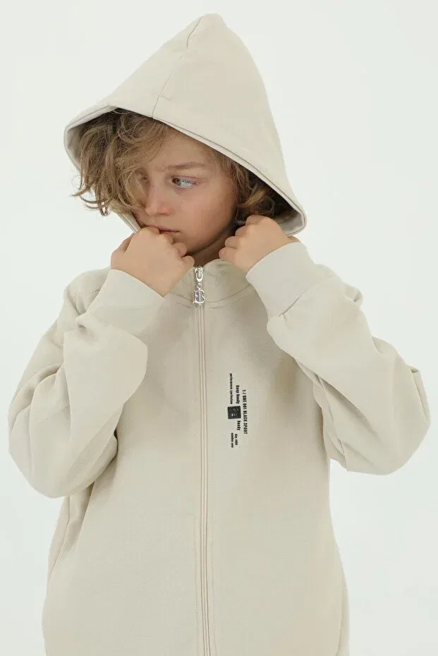 Детский для мальчиков комплект спортивного костюма с принтом Basics Black One, Camel — фото 4