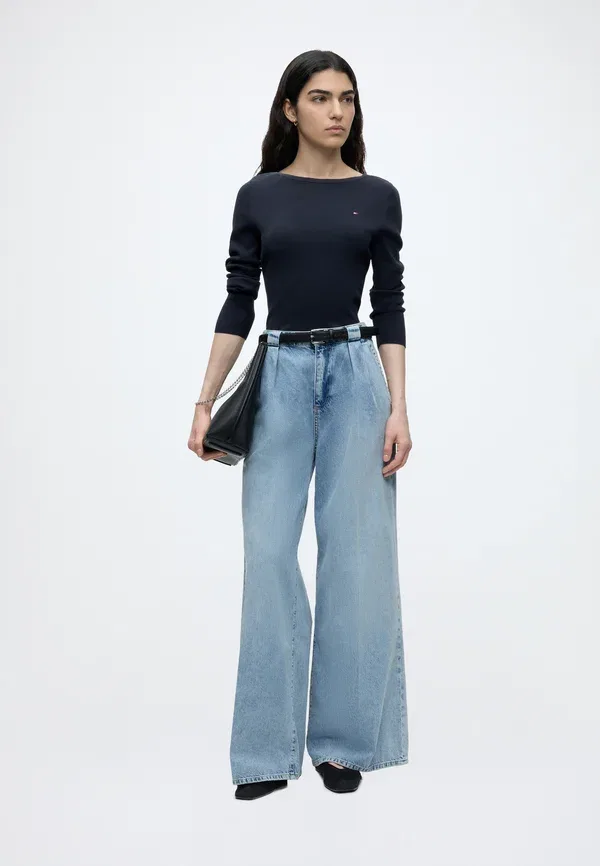Джемпер с лодочкой, хлопок и нейлон, Full needle boat - jumper, Tommy Hilfiger, dark night темно-синий — фото 2