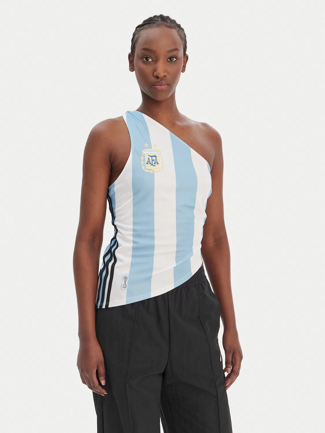 Женский топ небесно-голубого цвета приталенного кроя Argentina Adidas, голубой