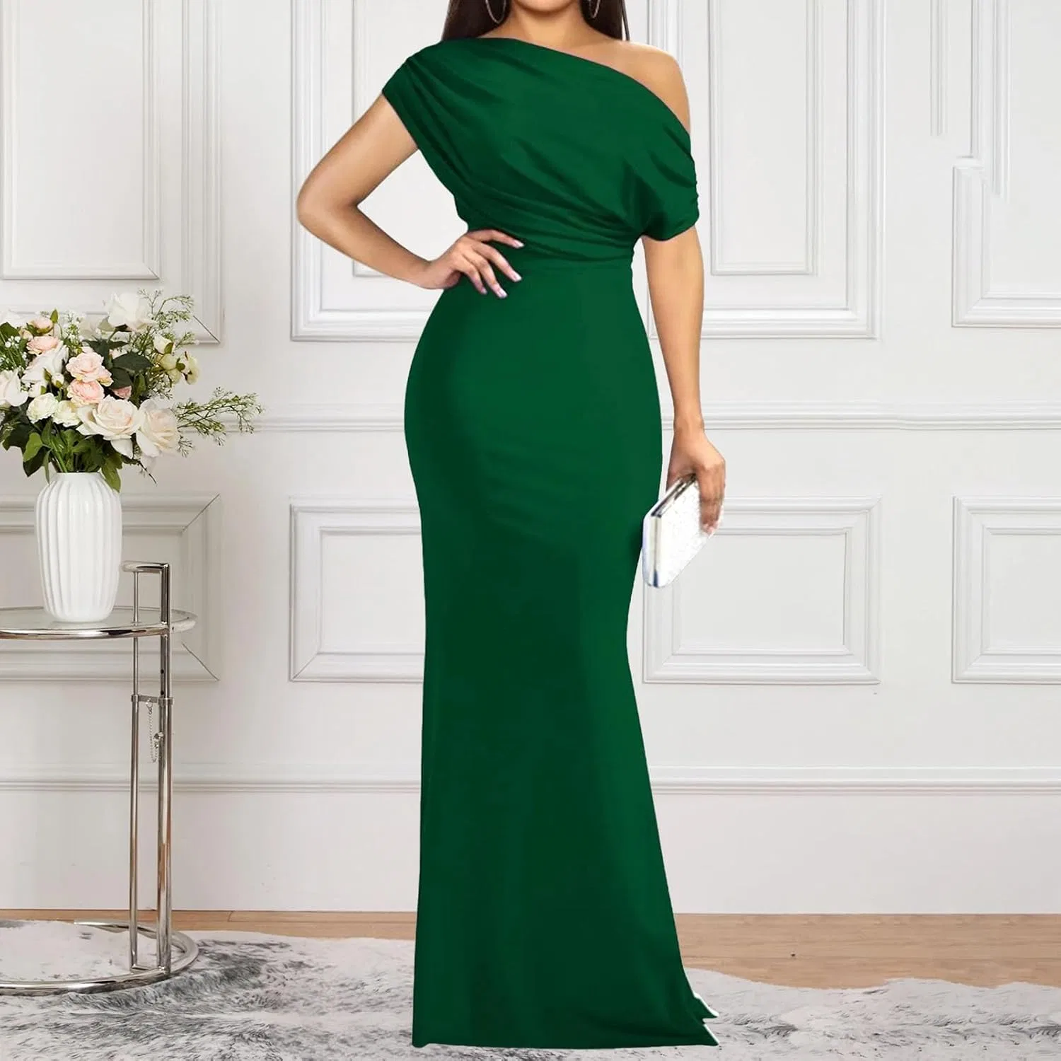 Женское вечернее платье с открытыми плечами Bodycon, Green — фото 3