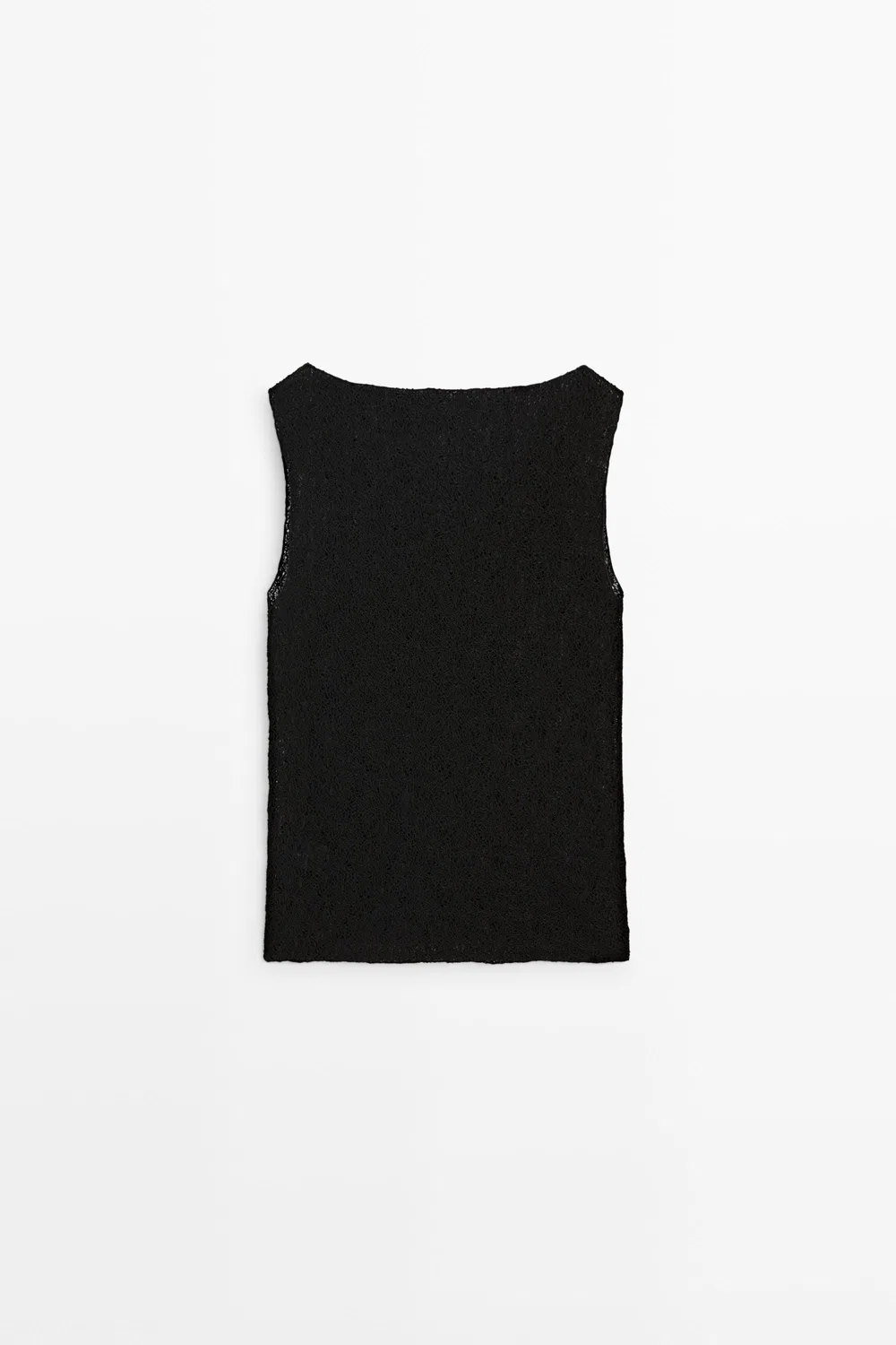 Топ Massimo Dutti Sleeveless Open-Knit, черный — фото 2