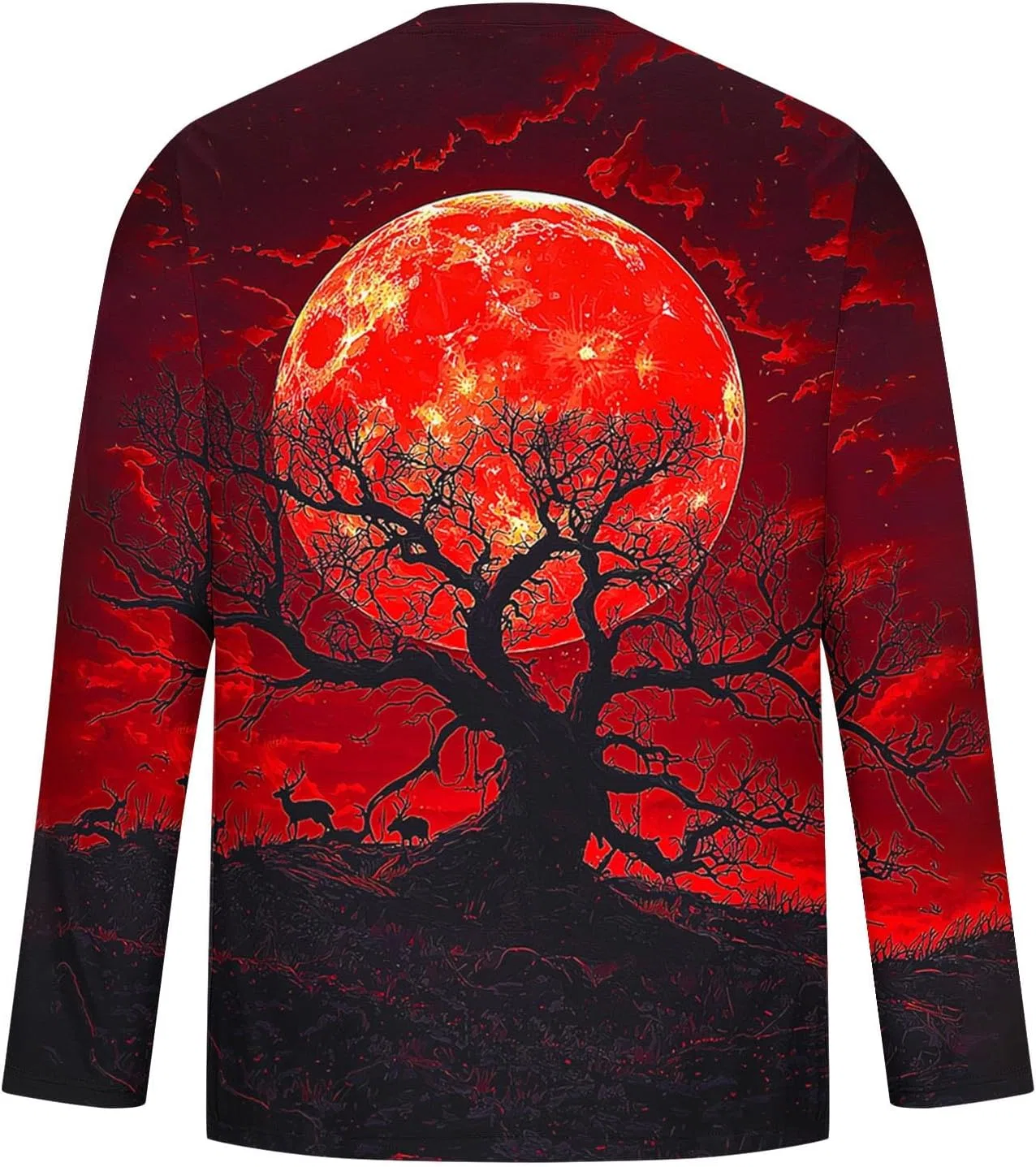 Мужская футболка с принтом Halloween с длинным рукавом, красный — фото 3
