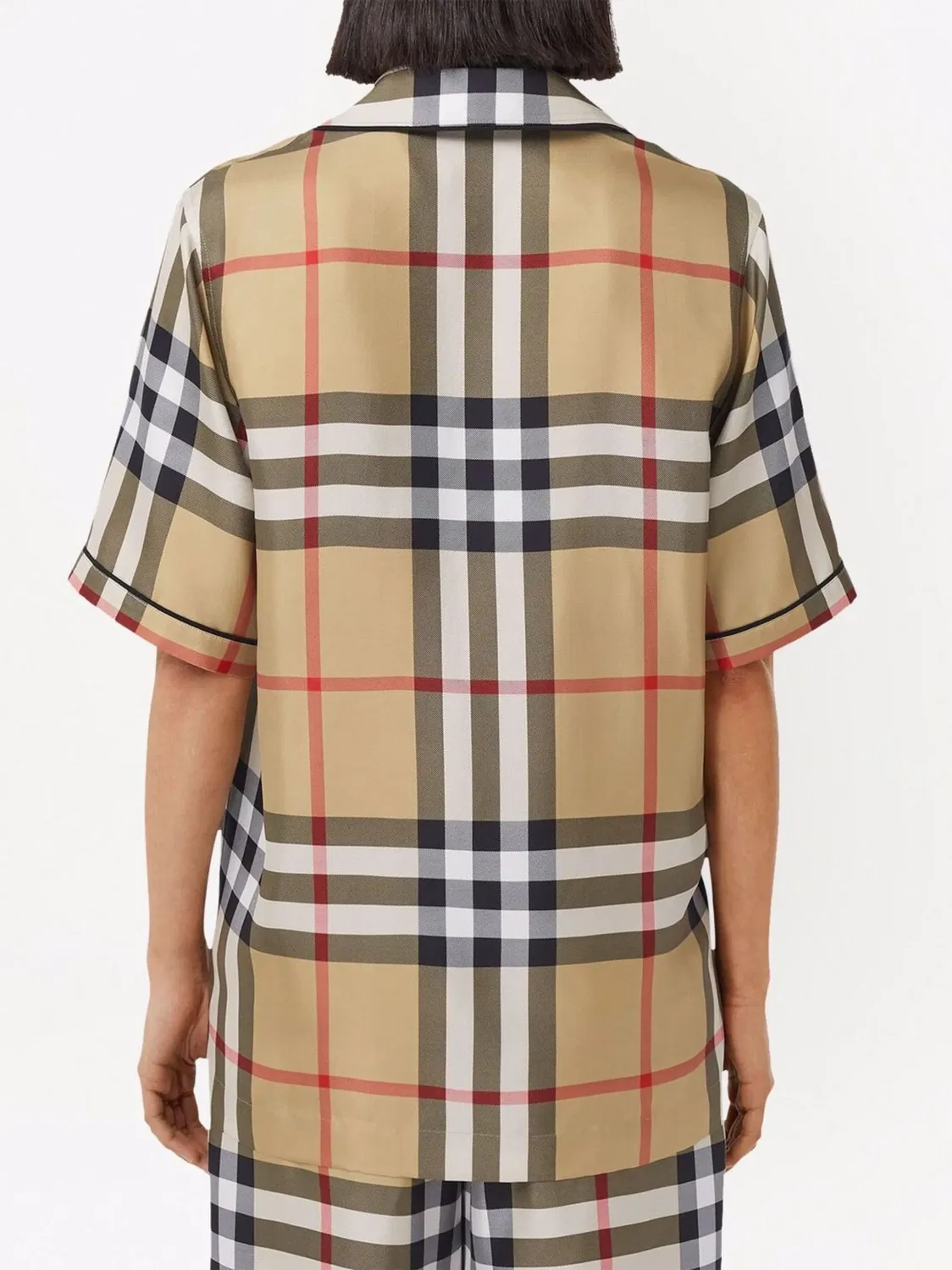 Шелковая пижамная рубашка Vintage Check Burberry, нейтральные — фото 4