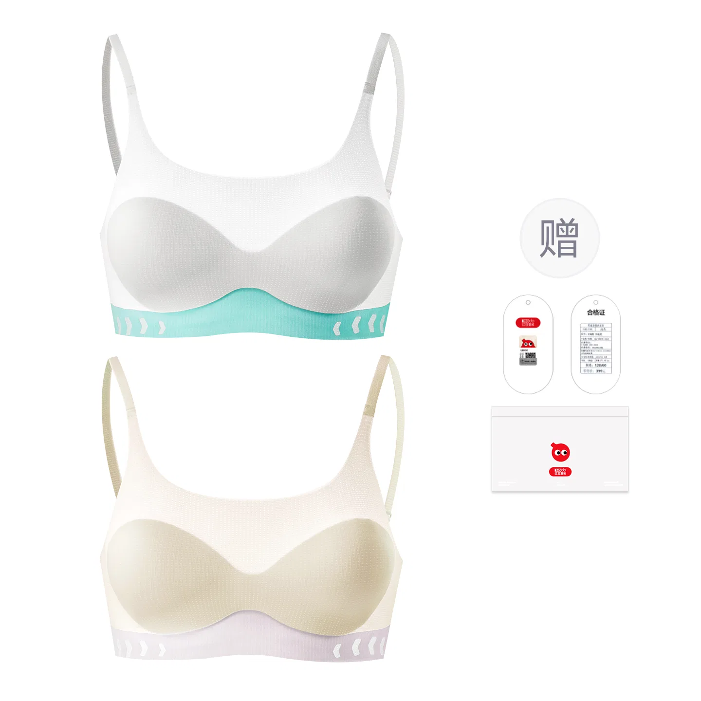 Детский комплект бюстгальтеров для девочек Red bean, 2 шт, Blue White + Champagne Purple