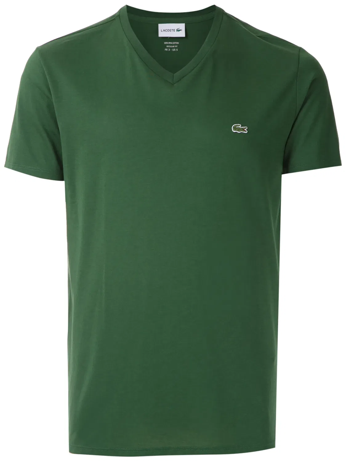 Футболка с V-образным вырезом и вышитым логотипом Lacoste, изумрудно-зеленый