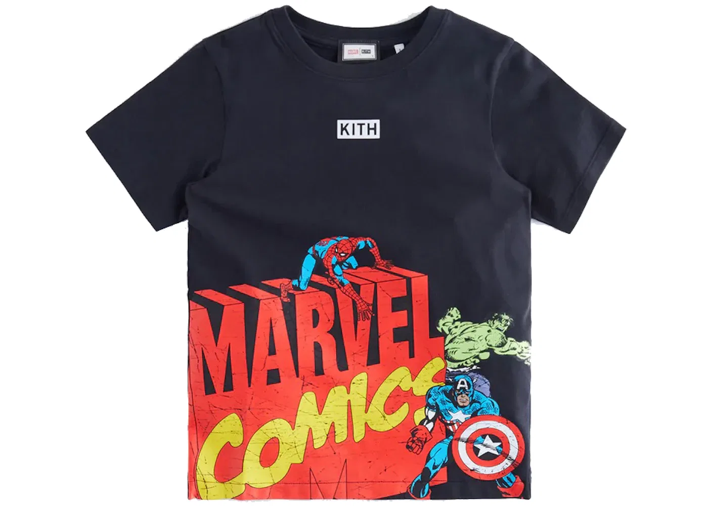 Детская футболка с принтом Kith Marvel Kids Spider-Man Avengers Classic Tee, Black