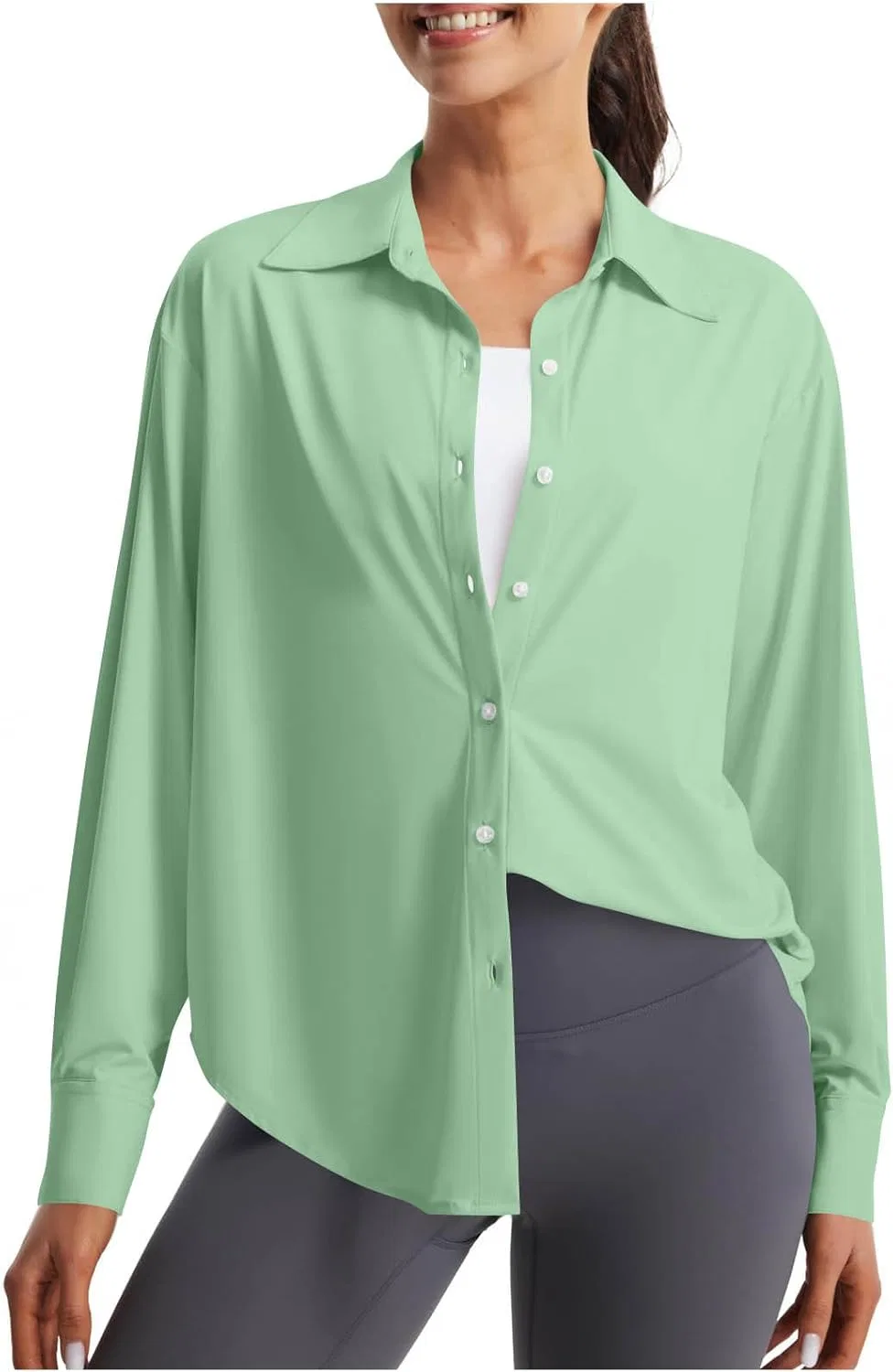 Женская солнцезащитная рубашка с длинным рукавом Safari, Mint Green