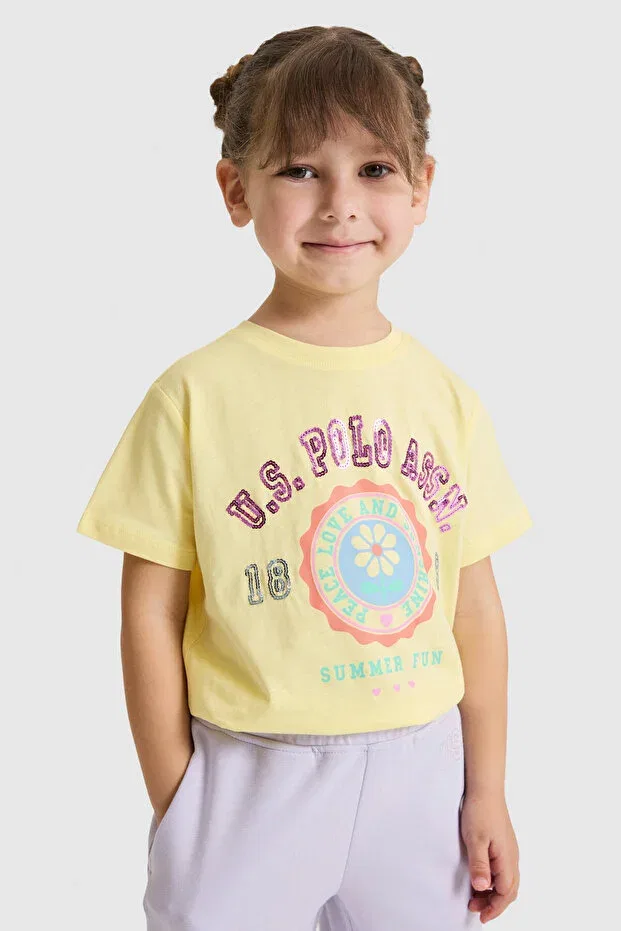 Детская футболка для девочек хлопковая U.S. Polo Assn., Light Yellow