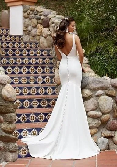 Женское длинное свадебное платье с кружевными аппликациями Satin, P White — фото 3