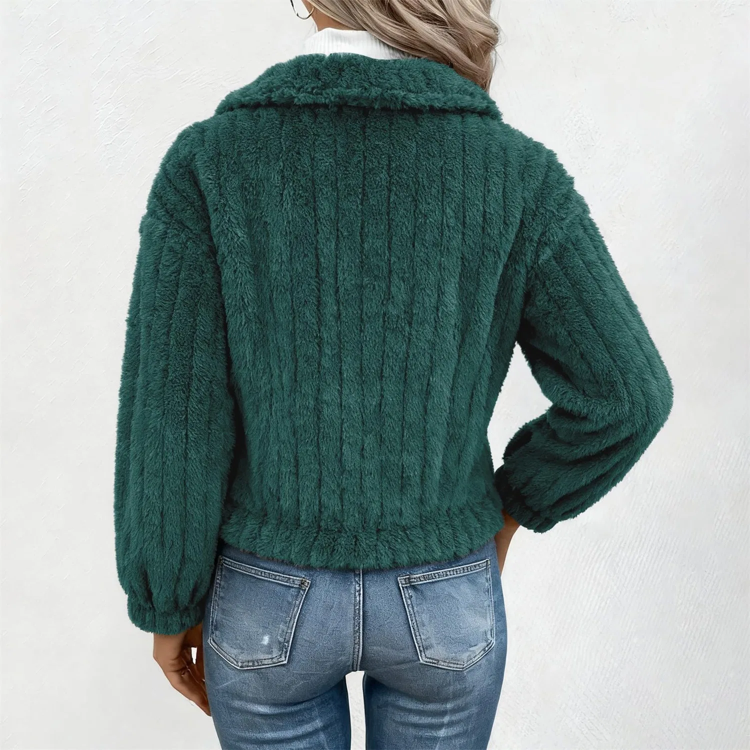 Женская куртка из флиса с принтом Teddy Fleece Jacket, green — фото 2