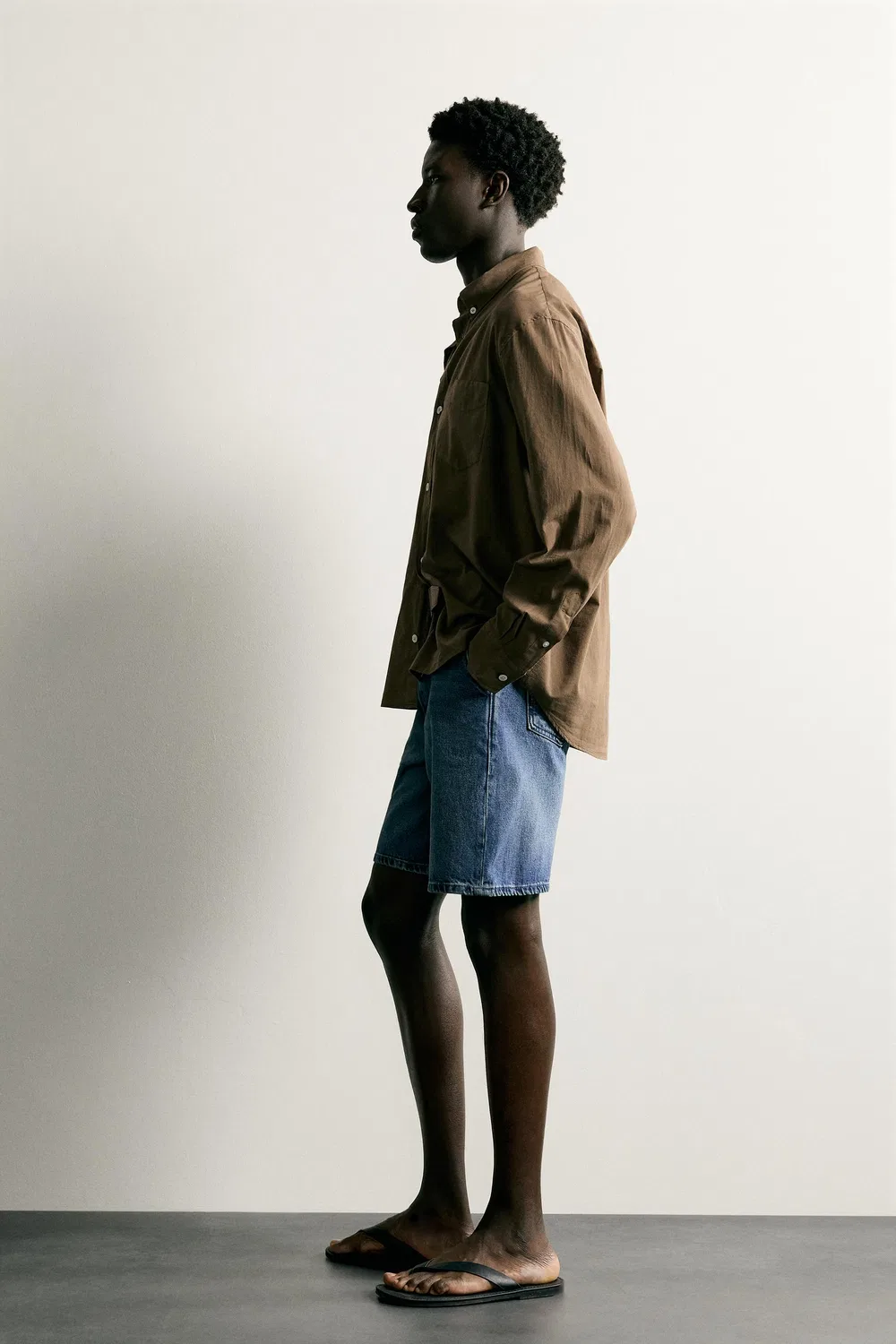 Рубашка из хлопкового вуаля ZARA, Brown — фото 4
