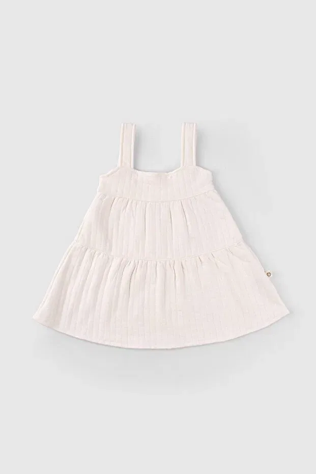 Детское платье для девочек с квилтингом Organic cotton quilted layered baby gilet dress Little Gusto, Nude Color — фото 4