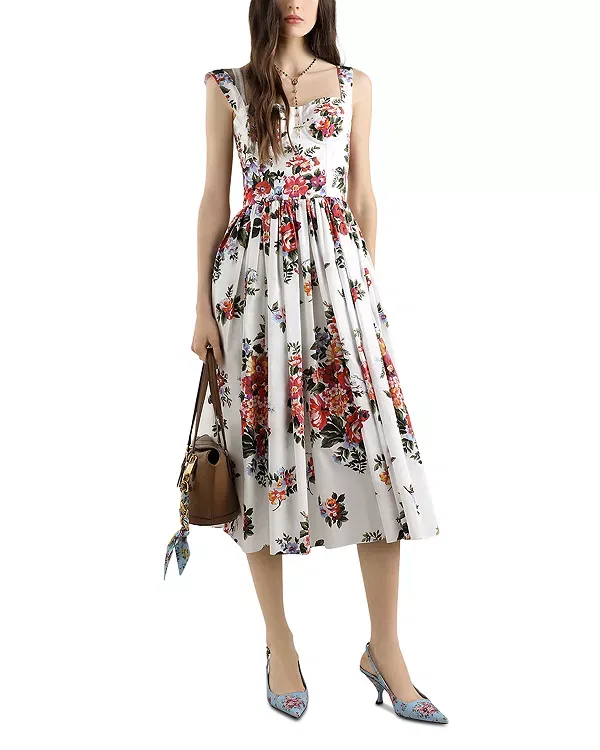 Женское платье с принтом Flower bouquet print Dolce & Gabbana, White Print