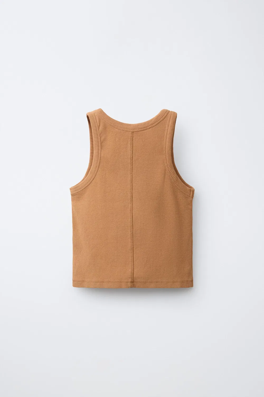 Комплект из майки-борцовки из рваной ткани и шорт-бермуды ZARA, Beige — фото 3