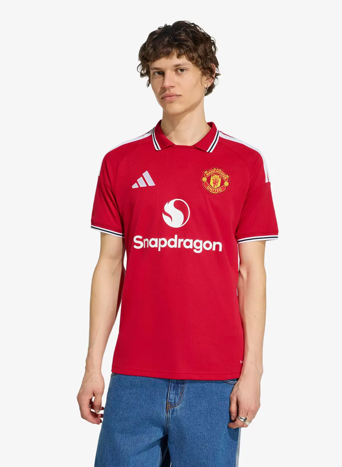 Футболка футбольная с принтом Manchester United Adidas, красный