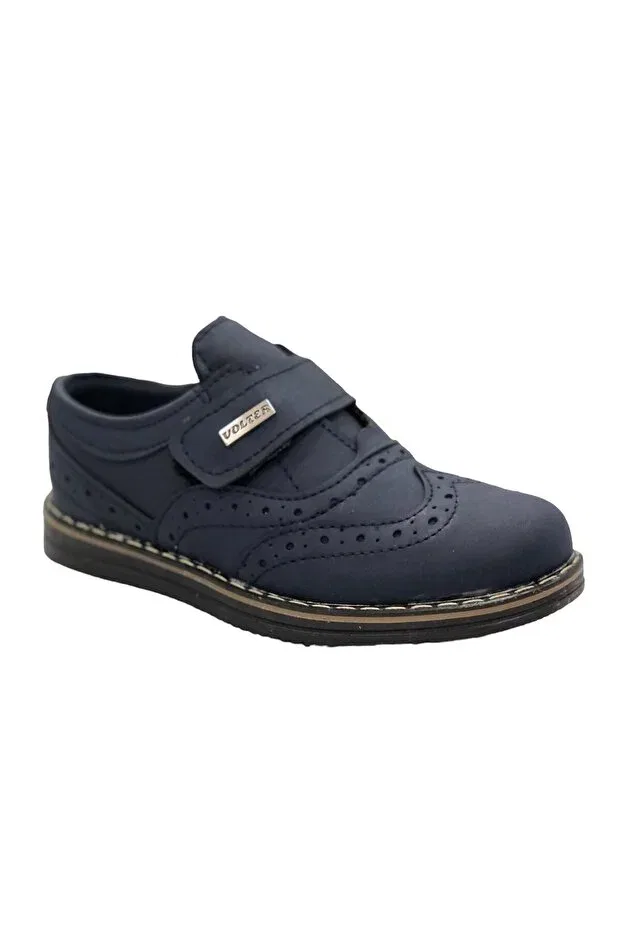 Детские туфли для мальчиков на липучке с коротким каблуком Scor, Navy Blue