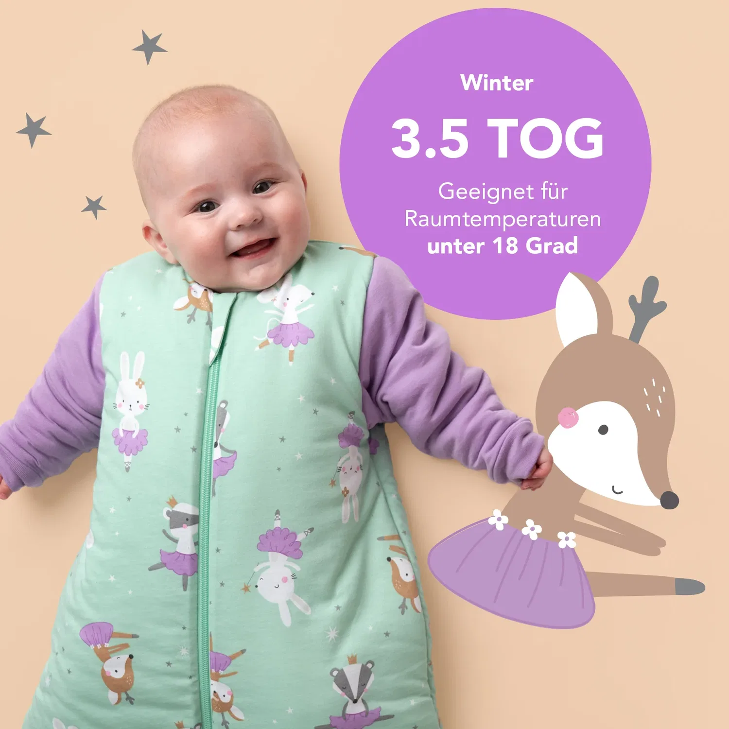 Спальный мешок для малыша 3.5 TOG Schlummersack, мятно-лиловый — фото 4