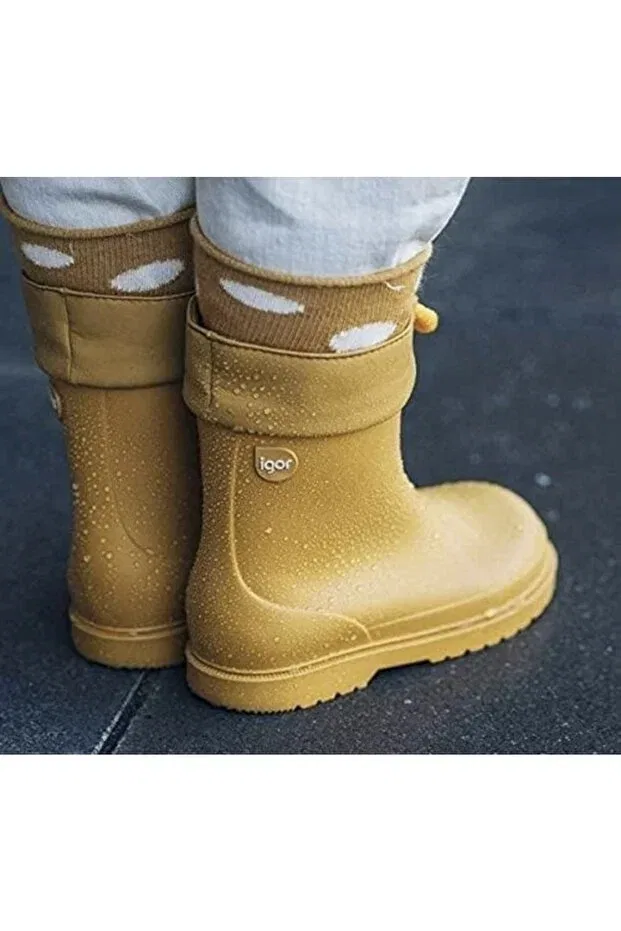 Детские сапоги для девочек водонепроницаемые Rain Boots Igor, Mustard — фото 4