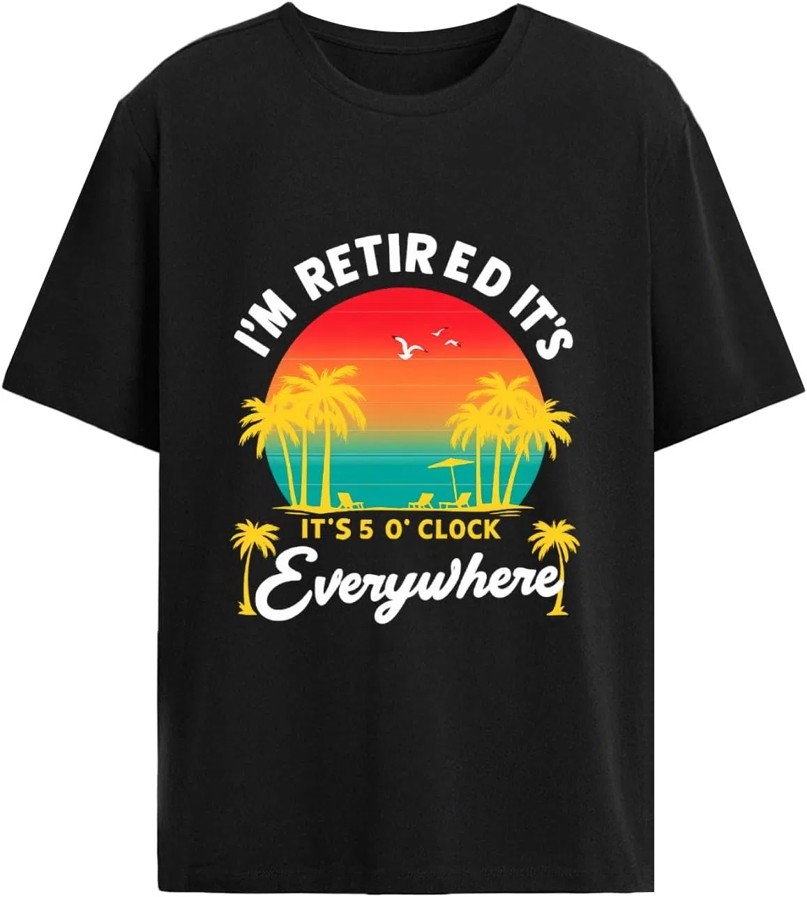 Футболка с принтом I'm Retired, It's 5 O'Clock Everywhere, Regular Fit, Allblack