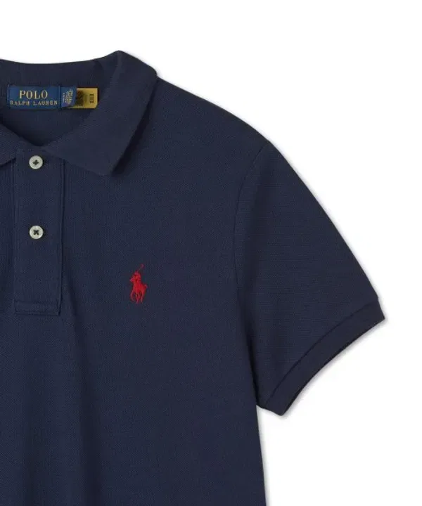 Платье-поло с хлопковой сеткой, Polo Ralph Lauren, темно-синий — фото 4