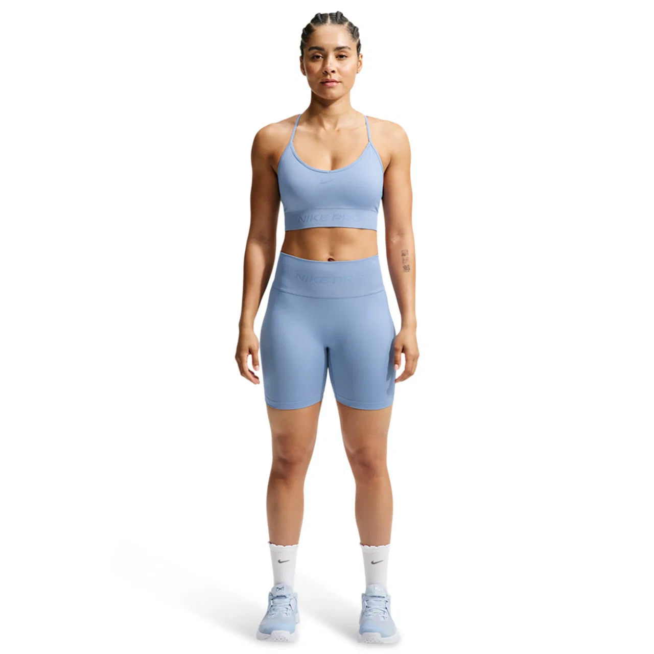 Женские бесшовные шорты-велосипедки Nike Pro Dri-FIT Seamless High-Rise 5In, Work Blue — фото 4