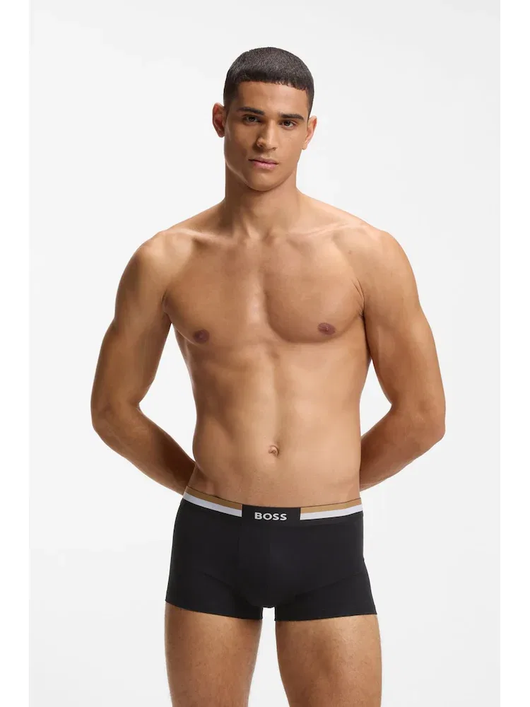 Трусы BOSS, 3PK Cotton Blend Trunk, Black — фото 2