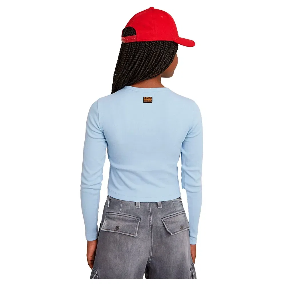 Детская футболка для девочек с длинным рукавом G-Star Slim Crop Long Sleeve T-Shirt, Blue — фото 2