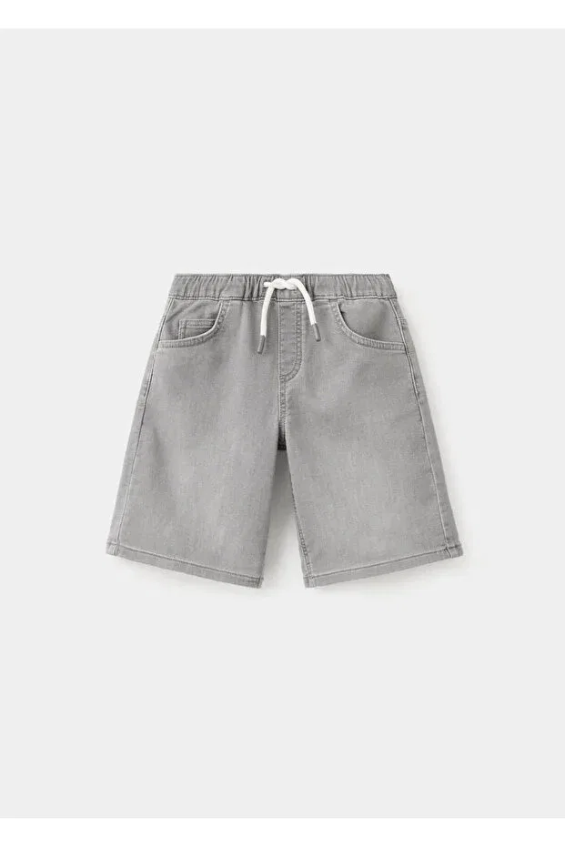 Детские шорты джинсовые с эластичным поясом Mango Kids, Denim Gray