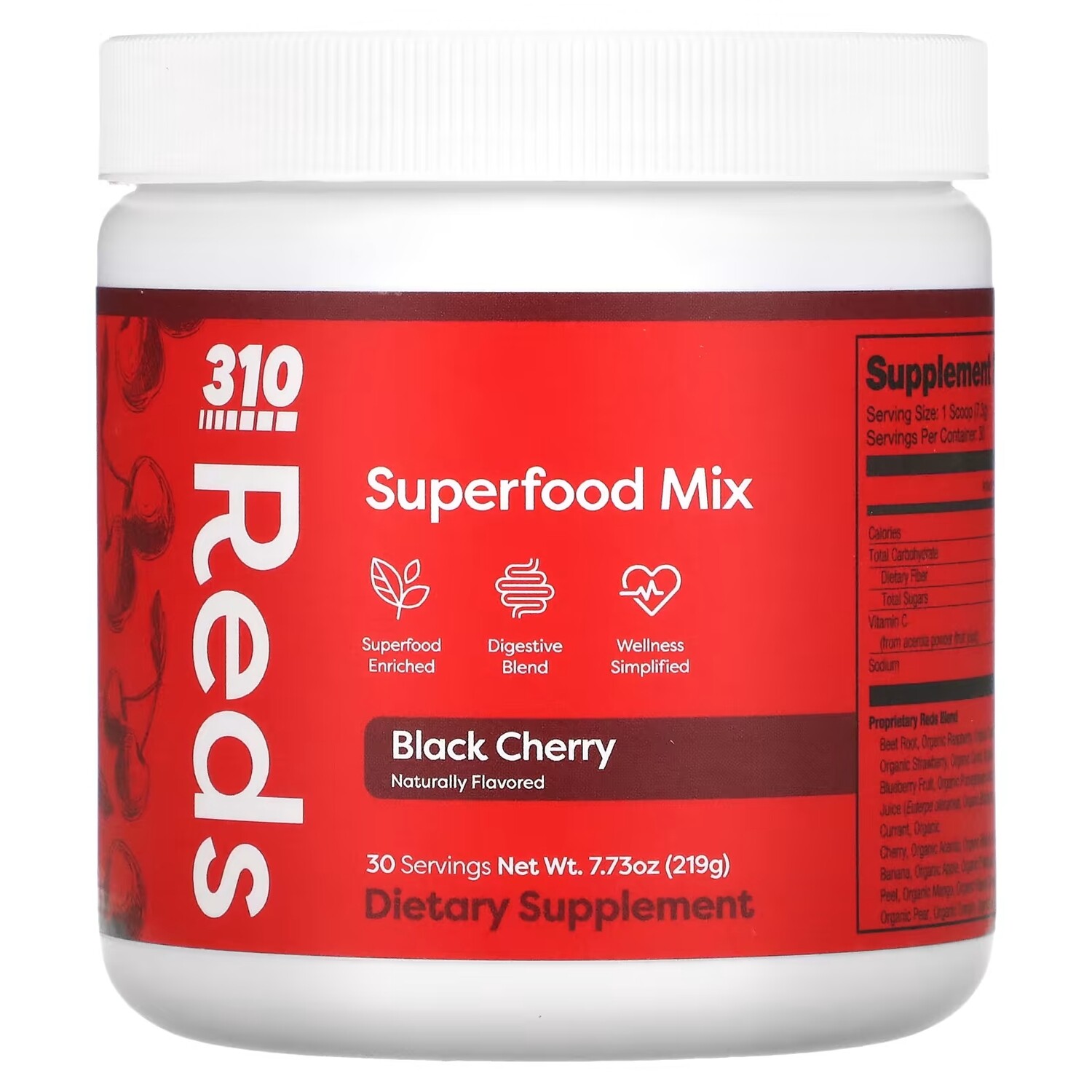 

310 Nutrition Reds смесь суперфудов черная вишня, 219 г