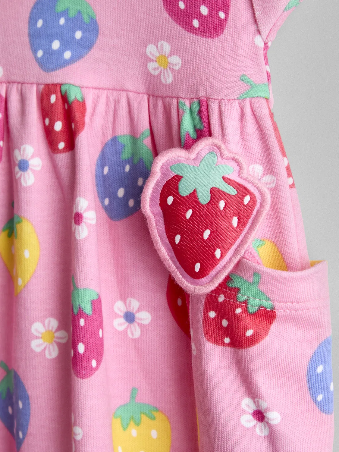 Платье с фруктовым принтом и карманом, JoJo Maman Bébé, розовый — фото 4