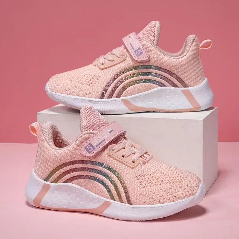 Детские кроссовки для девочек с дышащим верхом Zonkacen, Pink — фото 3