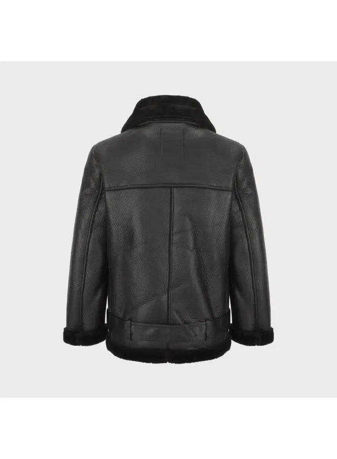 Зимнее пальто утепленное с флисовой подкладкой Zara, черный — фото 3