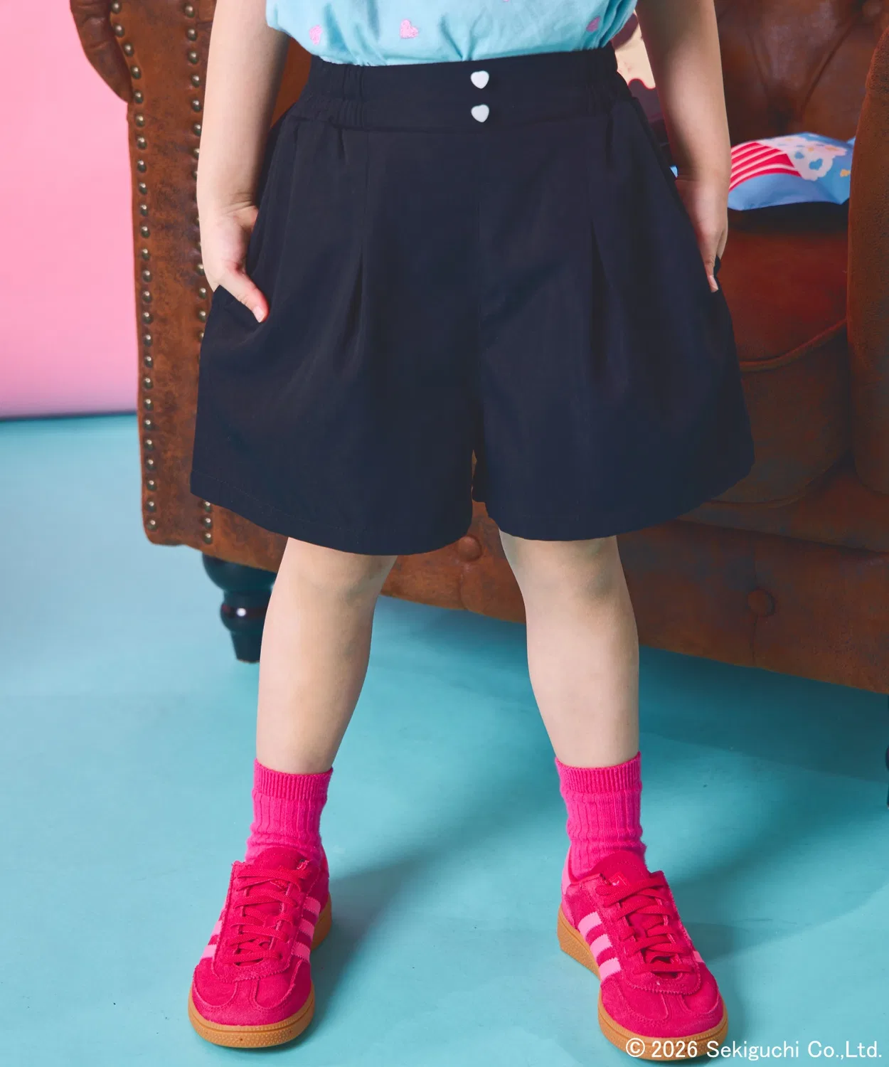 Детские шорты-юбка с принтом Monchhichi Heart Button Styled Pocket, pairmanon, Лавандовый — фото 3