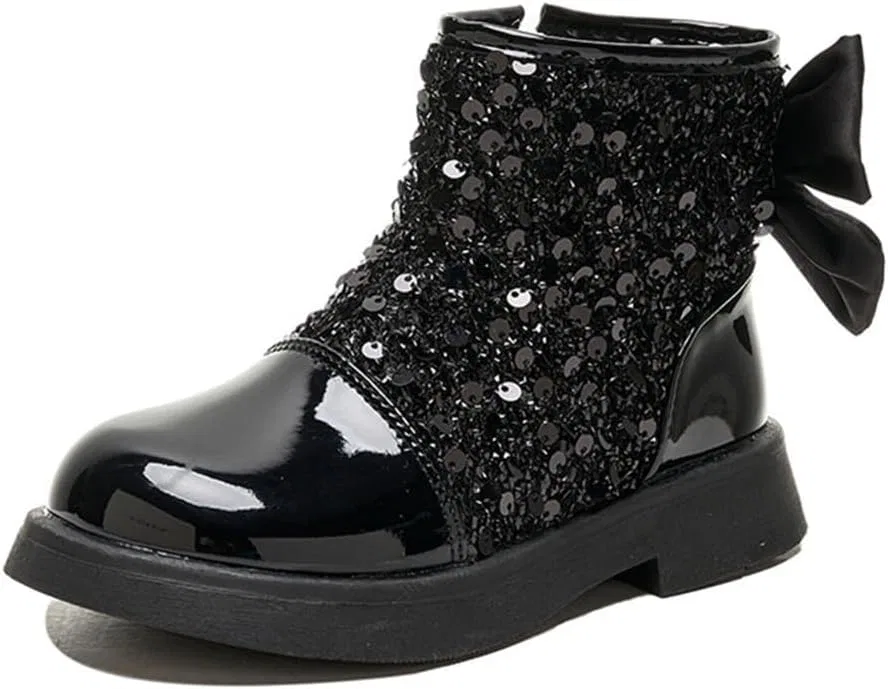 Детские ботинки для девочек с блестками BININBOX, Black