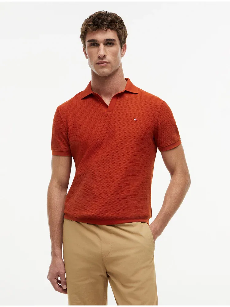 Поло с текстурой, Johnny Cara TOMMY HILFIGER, Red