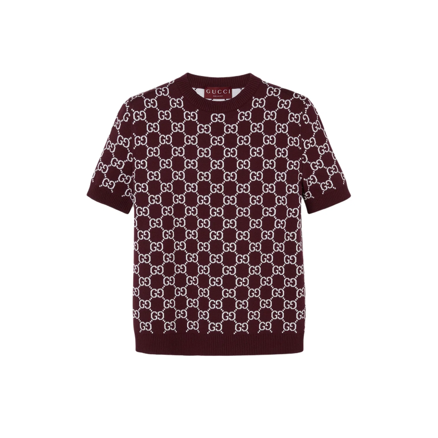 Женский свитер из шерстяного жаккарда с принтом GG Reversible GUCCI, Burgundy
