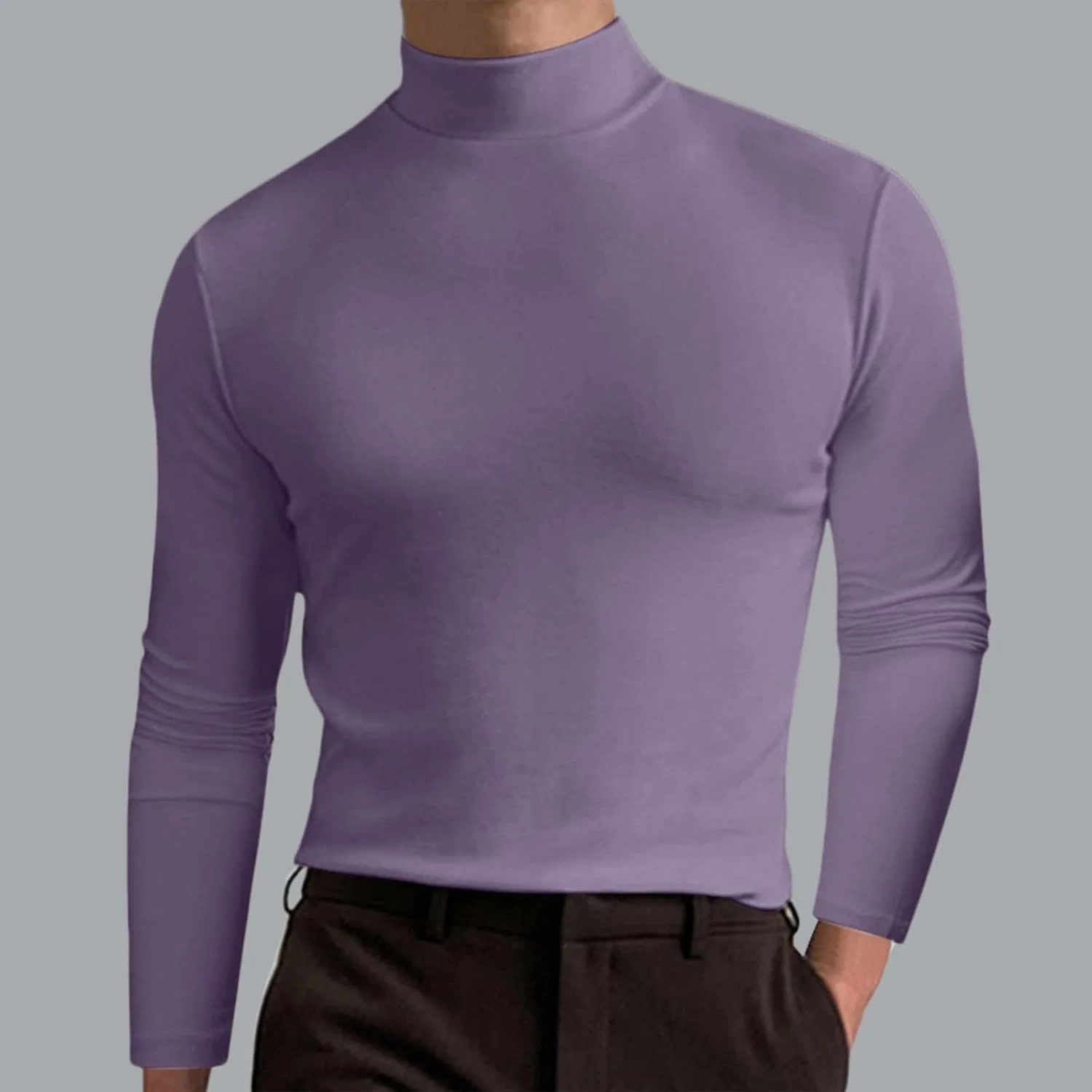 Мужская водолазка slim fit из флиса Long Sleeve, Dark Purple — фото 3