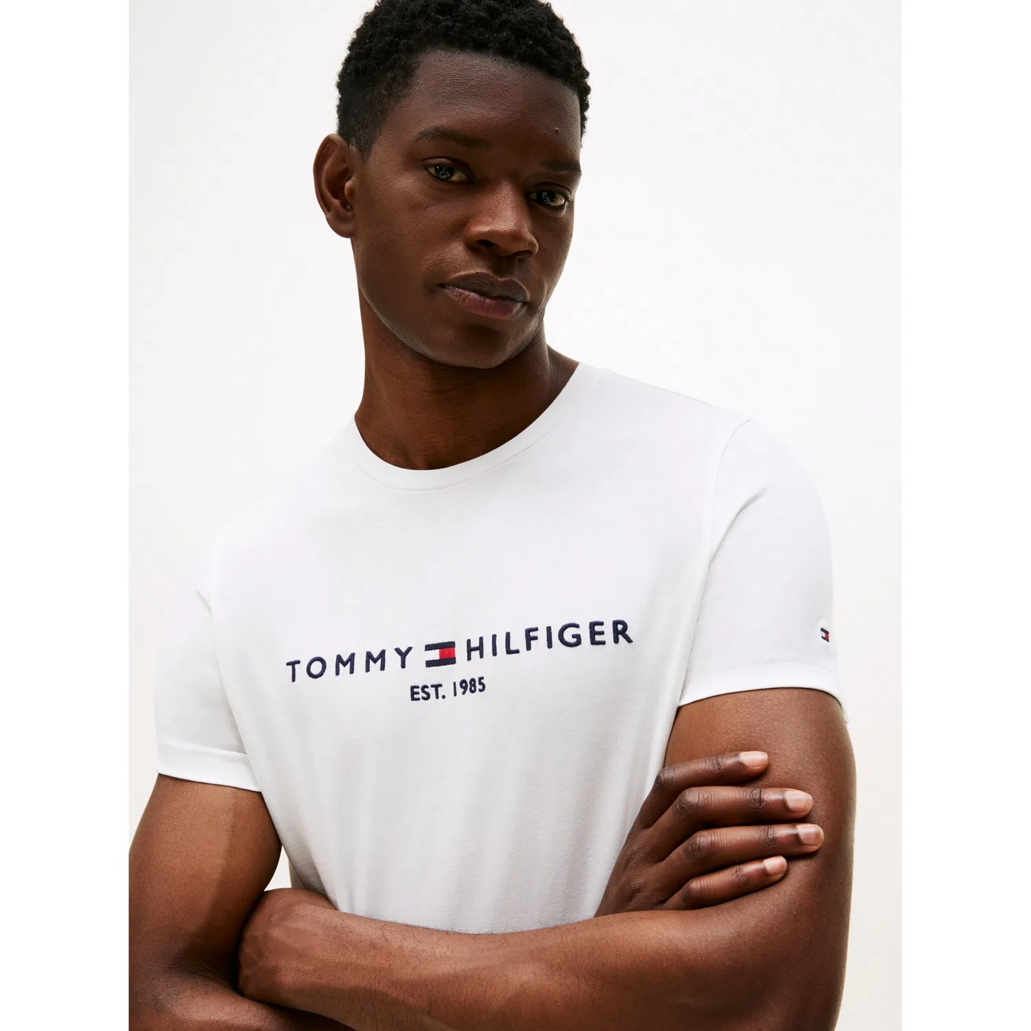 Мужская хлопковая футболка с логотипом Tommy Hilfiger, Snow White — фото 2